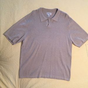 Alfani Mens Tan Short Sleeved Polo Sweater, size large